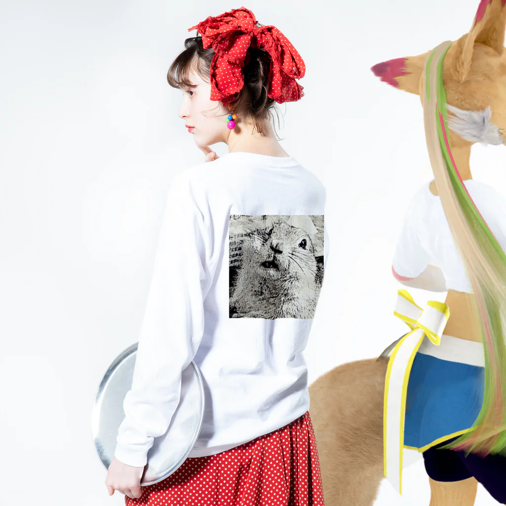 リチャードソンジリス ぷ氏のお店の衝撃のジリス　（背面プリント） Long Sleeve T-Shirt :model wear (back, sleeve)