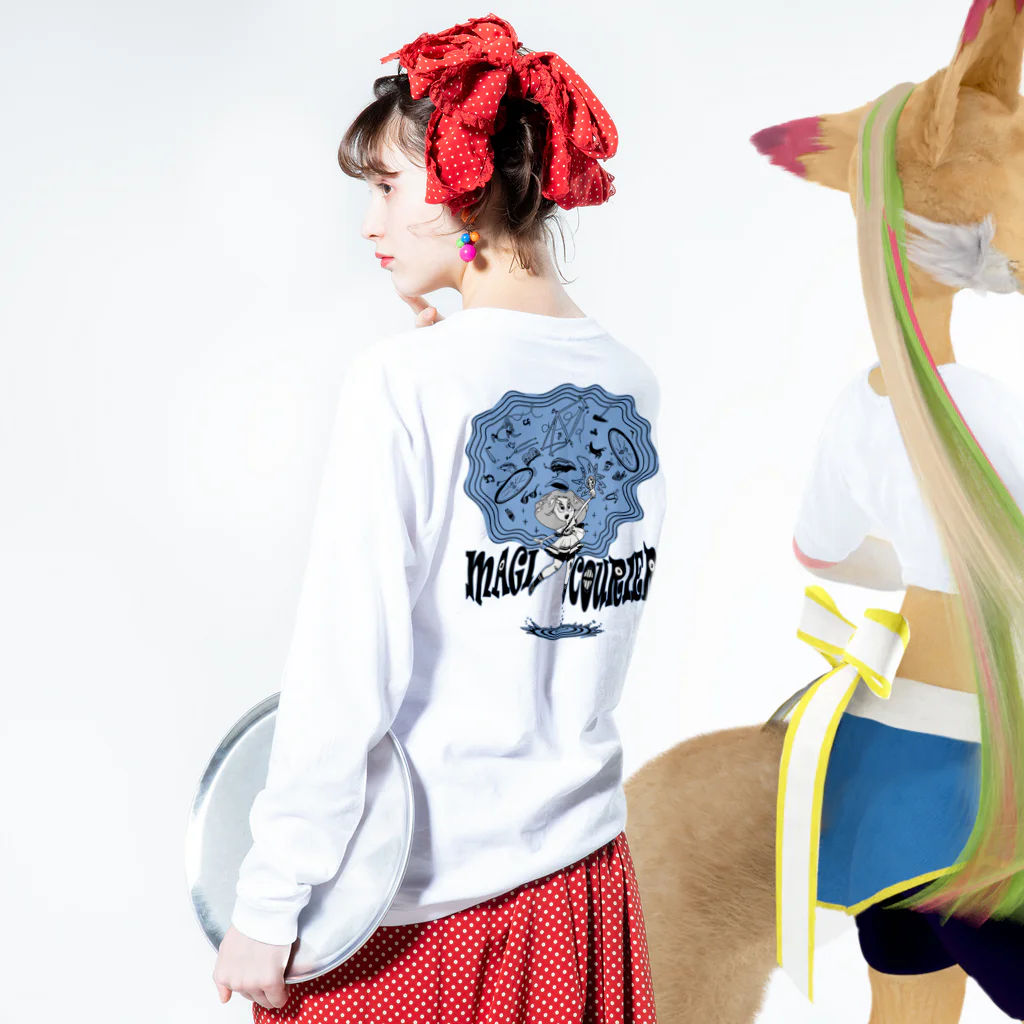 nidan-illustrationの“MAGI COURIER” blue #2 Long Sleeve T-Shirt :model wear (back, sleeve)