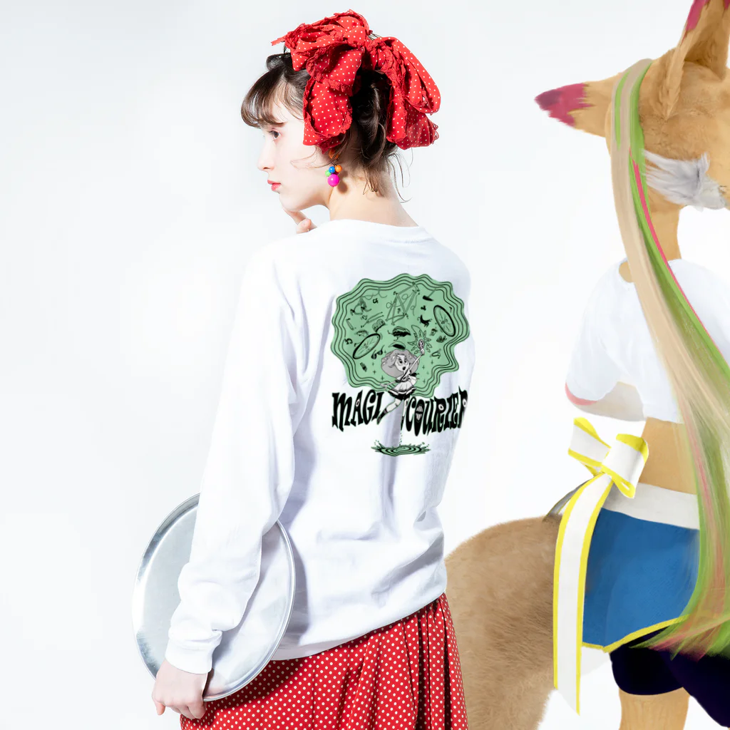 nidan-illustrationの“MAGI COURIER” green #2 Long Sleeve T-Shirt :model wear (back, sleeve)