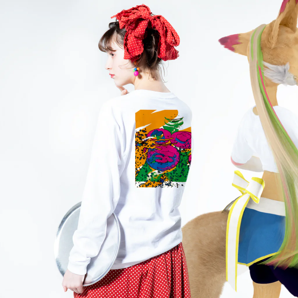 I'mバンギャルちゃんのすし Long Sleeve T-Shirt :model wear (back, sleeve)