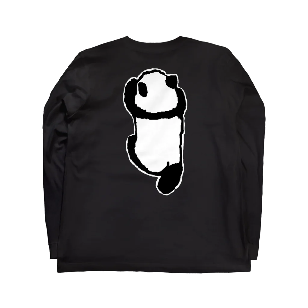 Co . Pandaのよじ登るパンダ+寝そべるパンダ(ブラック用) ロングスリーブTシャツの裏面