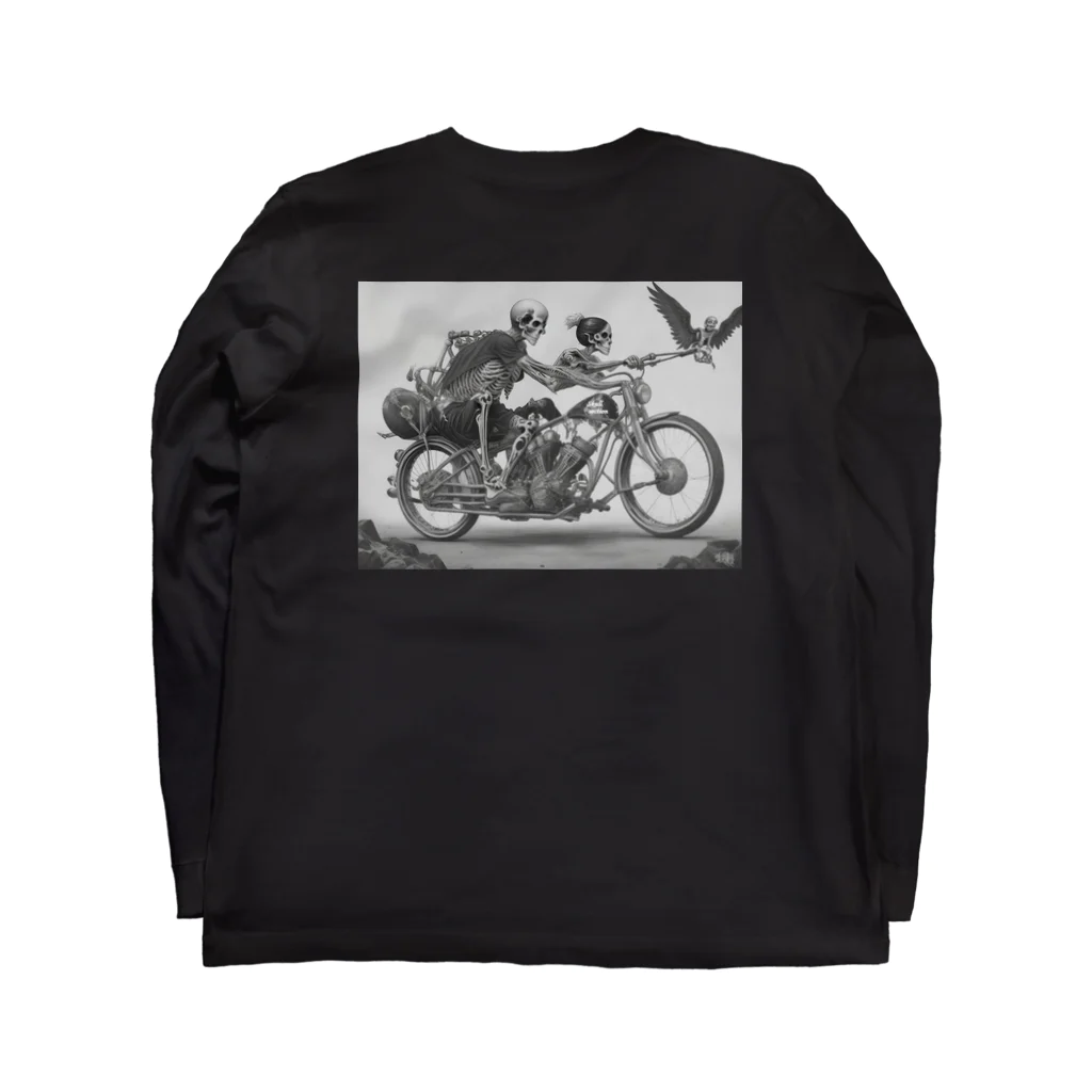 Skull sectionのバイクとドクロ（黒メイン） Long Sleeve T-Shirt :back