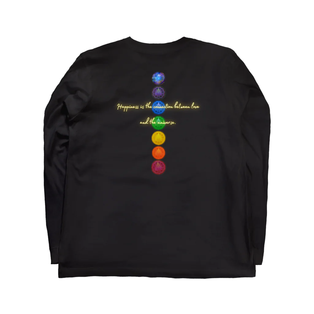 💖宇宙整体♪🌈♪こころからだチャンネル♪💖のHappiness is the connection between love and the universe. ロングスリーブTシャツの裏面