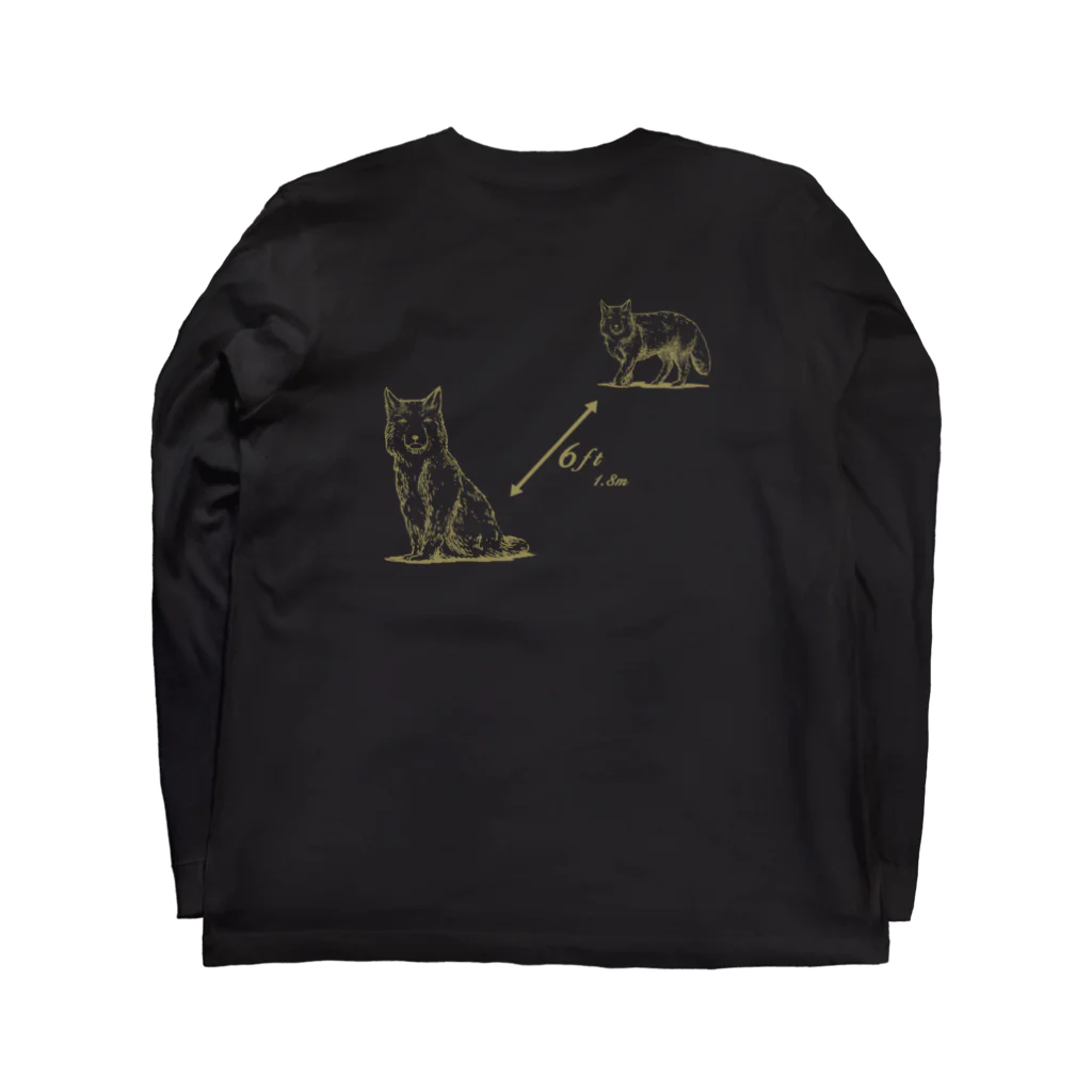 PygmyCat　suzuri店の6ft開けるチベットスナギツネ（主線茶色ver） ロングスリーブTシャツの裏面