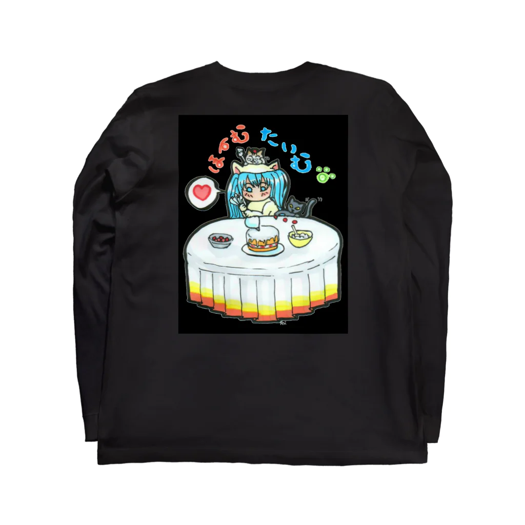 miku'ꜱGallery星猫の両面プリント✨mikuと愛猫💙STAY HOMEとおうち時間 Long Sleeve T-Shirt :back