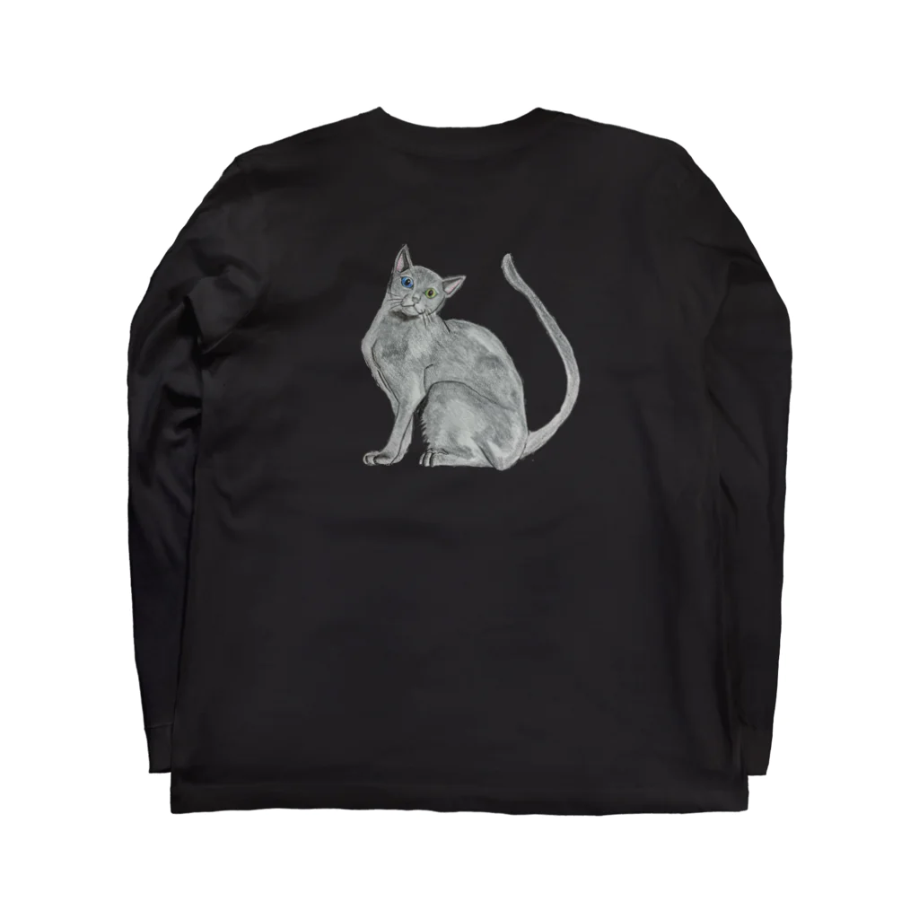 Coshi-Mild-Wildの猫_ロシアンブルー ロングスリーブTシャツの裏面