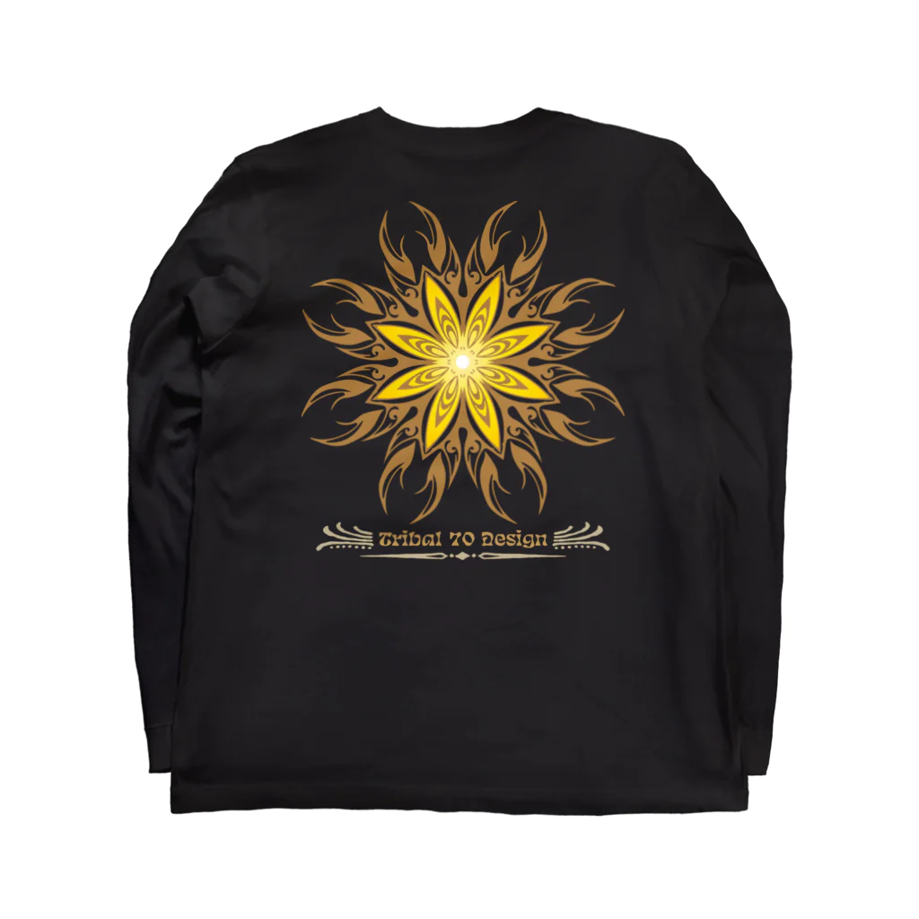 Tribal 70 Designの太陽＋花 Long Sleeve T-Shirt :back