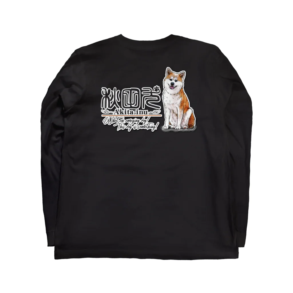 オリジナル工房プリントンの秋田犬  前後イラスト プリント Long Sleeve T-Shirt :back