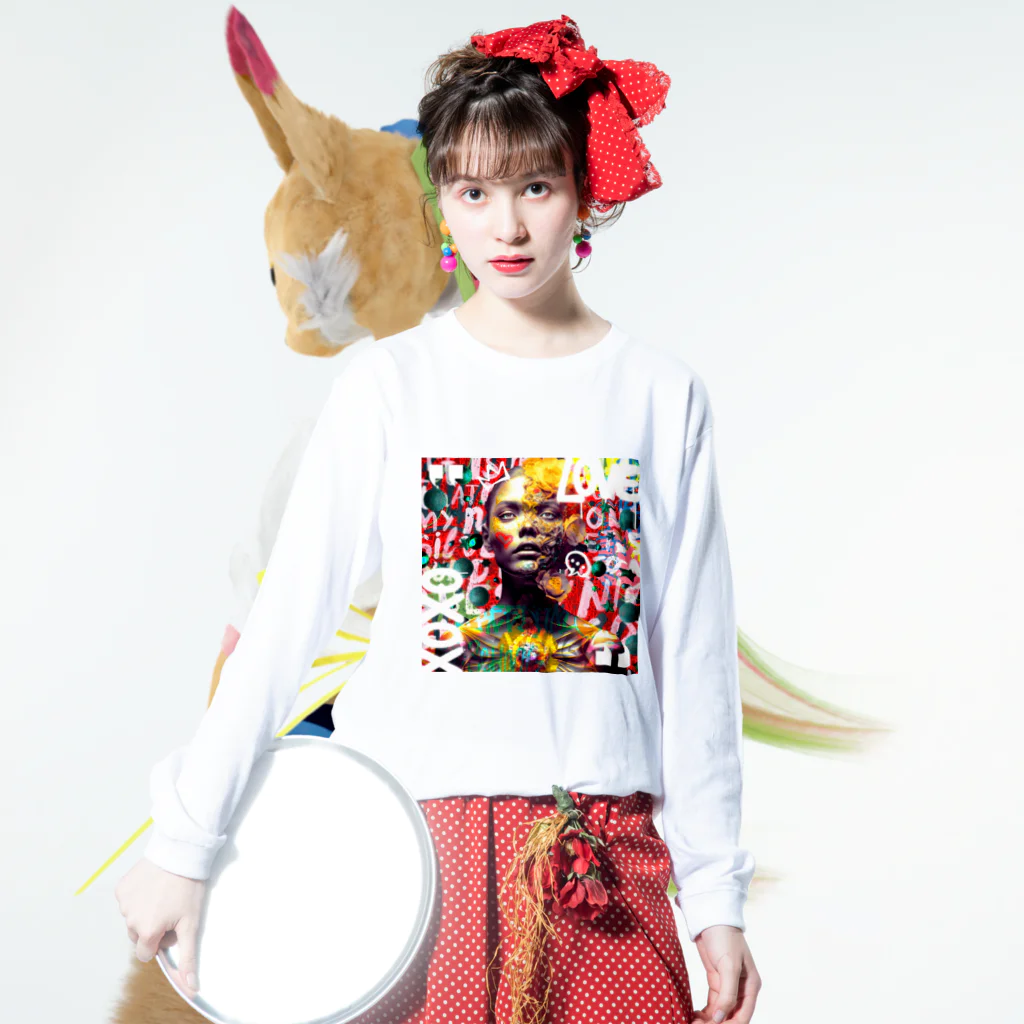 夜桜ショップのChristmas Dating with A New Kind of Lady #8 Long Sleeve T-Shirt :model wear (front)