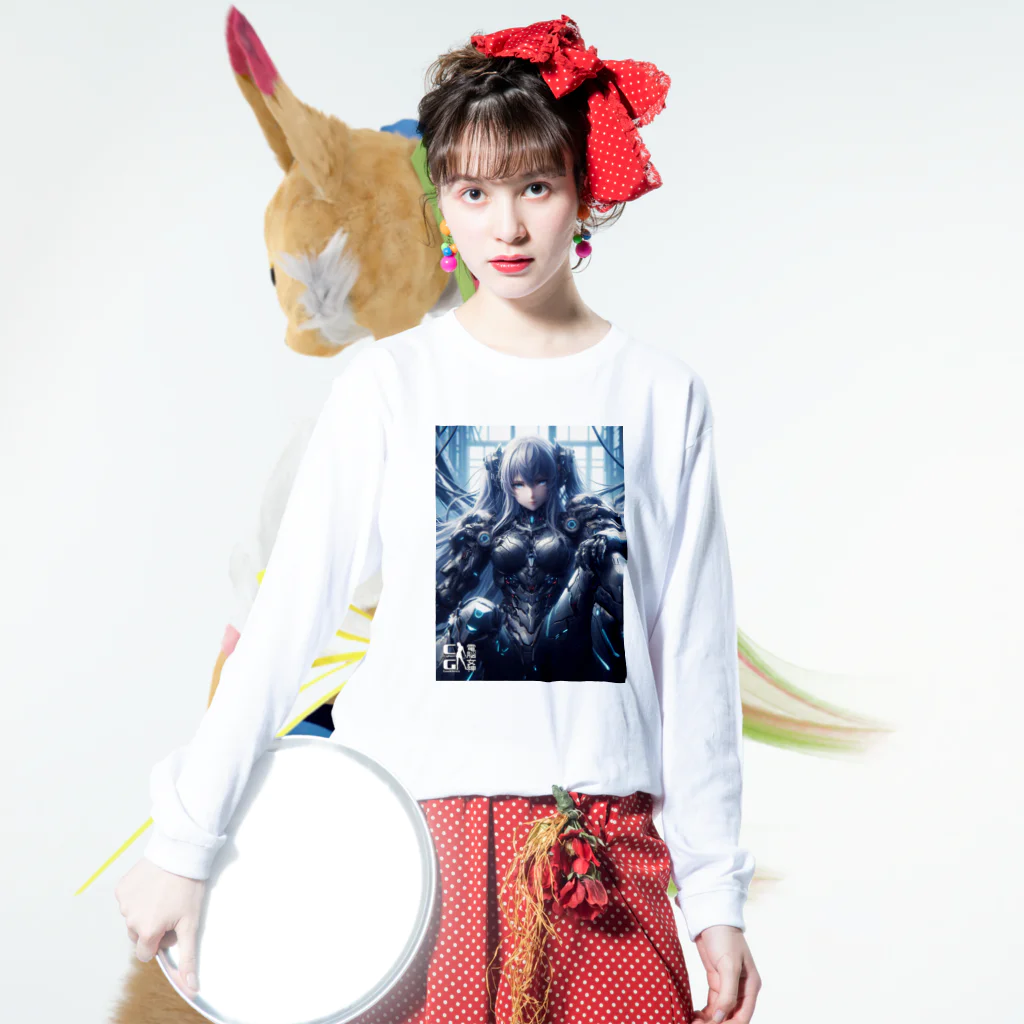 電脳女神 CyberGoddessの帝国軍 電脳戦姫「リリーシャ」 Long Sleeve T-Shirt :model wear (front)