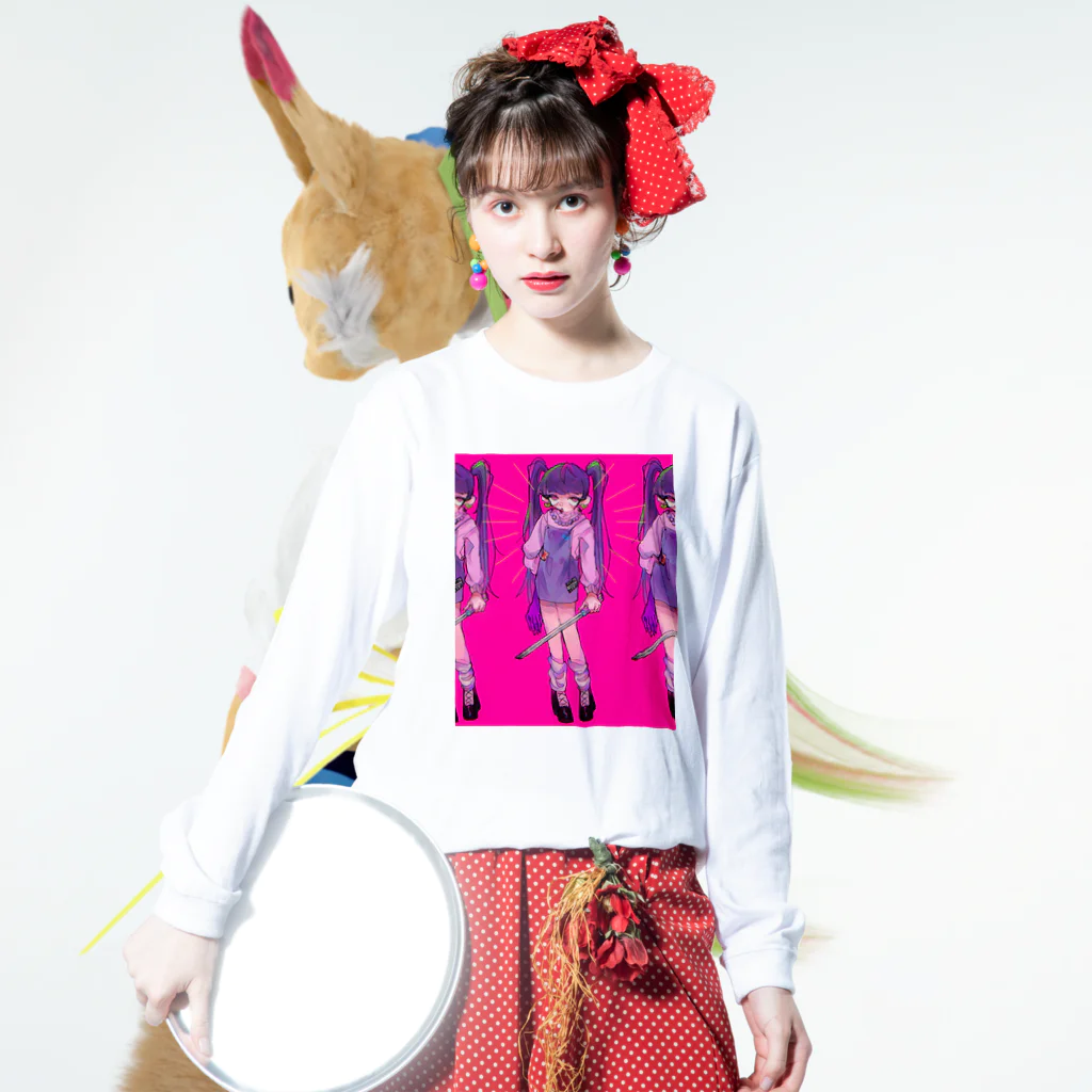 えれんぎのかわいさ折衷 Long Sleeve T-Shirt :model wear (front)