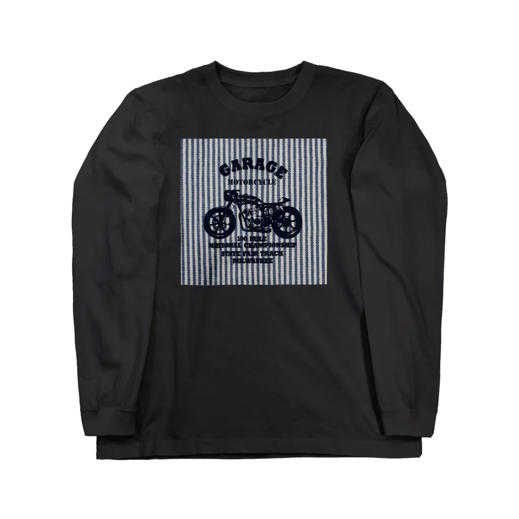 キッズモード某の武骨なバイクデザイン(ヒッコリー) Long Sleeve T-Shirt