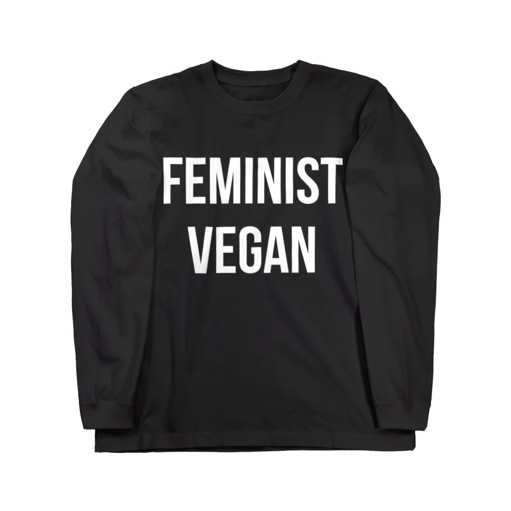 0.00%VEGAN SHOPのfeminist_vegan（白文字） Long Sleeve T-Shirt