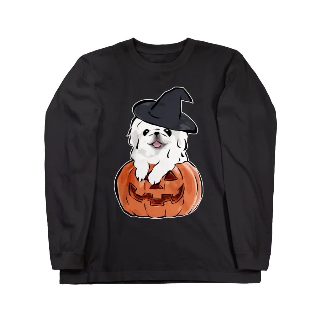 犬グッズの店しえるぶるーのハロウィン　ペキニーズ ロングスリーブTシャツ