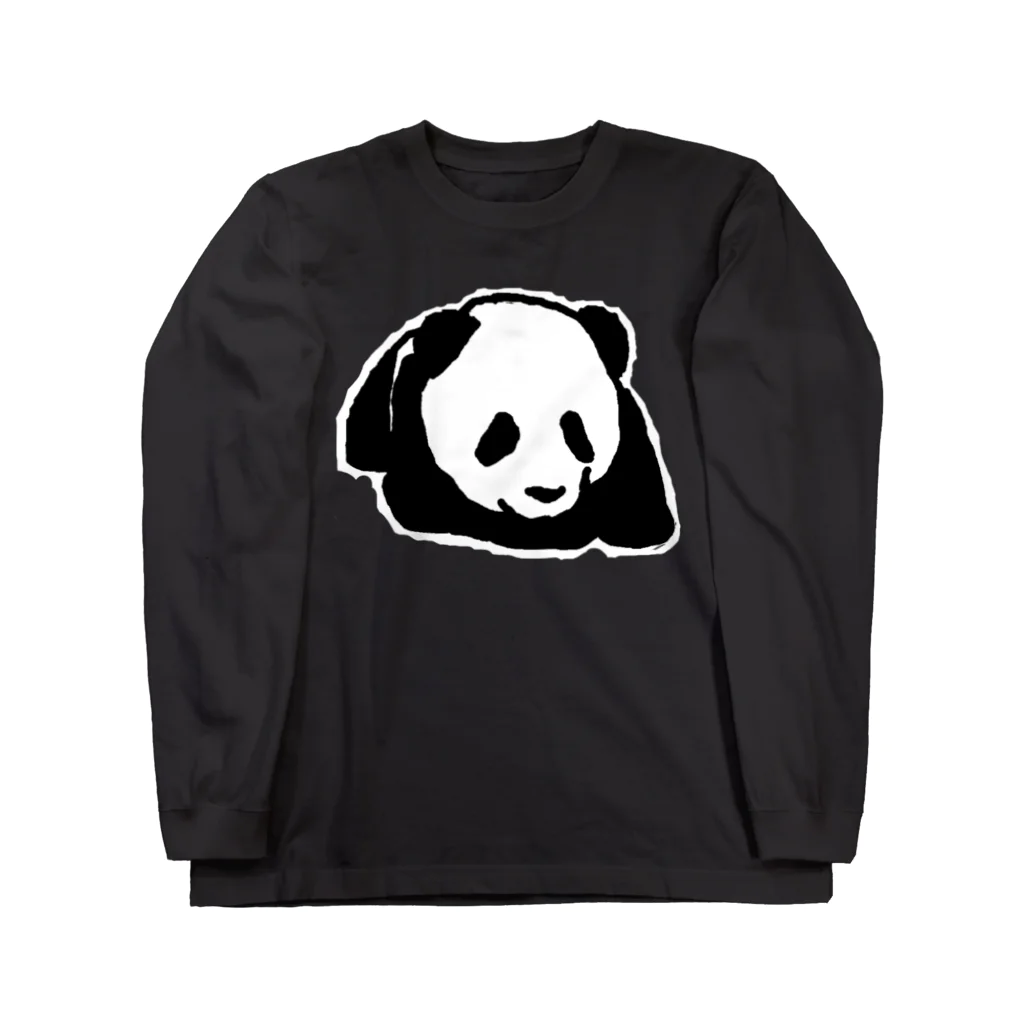 Co . Pandaのよじ登るパンダ+寝そべるパンダ(ブラック用) ロングスリーブTシャツ