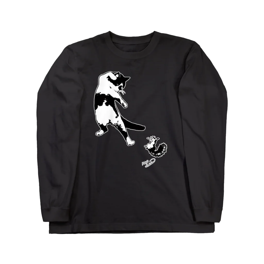 もけけ工房 SUZURI店のカンフーキャット1号 Long Sleeve T-Shirt