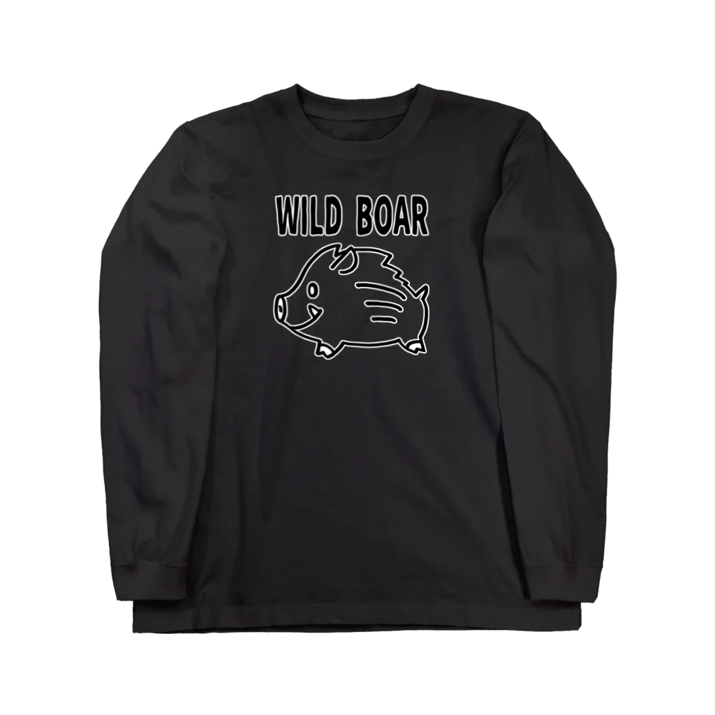 イノシシライフ INOsisiLIFEの「WILD BOAR」(黒線白ふち) ロングスリーブTシャツ