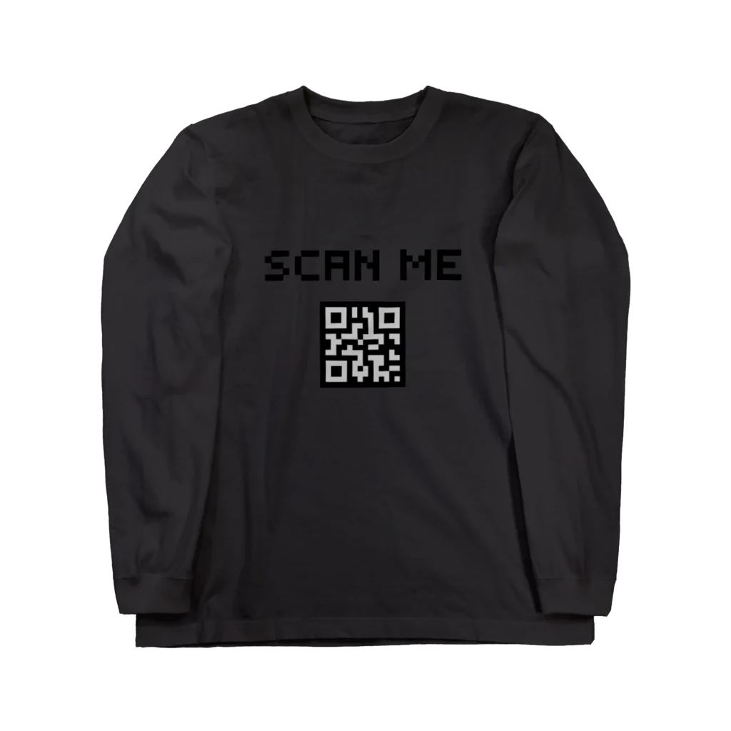 ピクセルアート ChibitのSCAN  ME ×QRコード ロングスリーブTシャツ