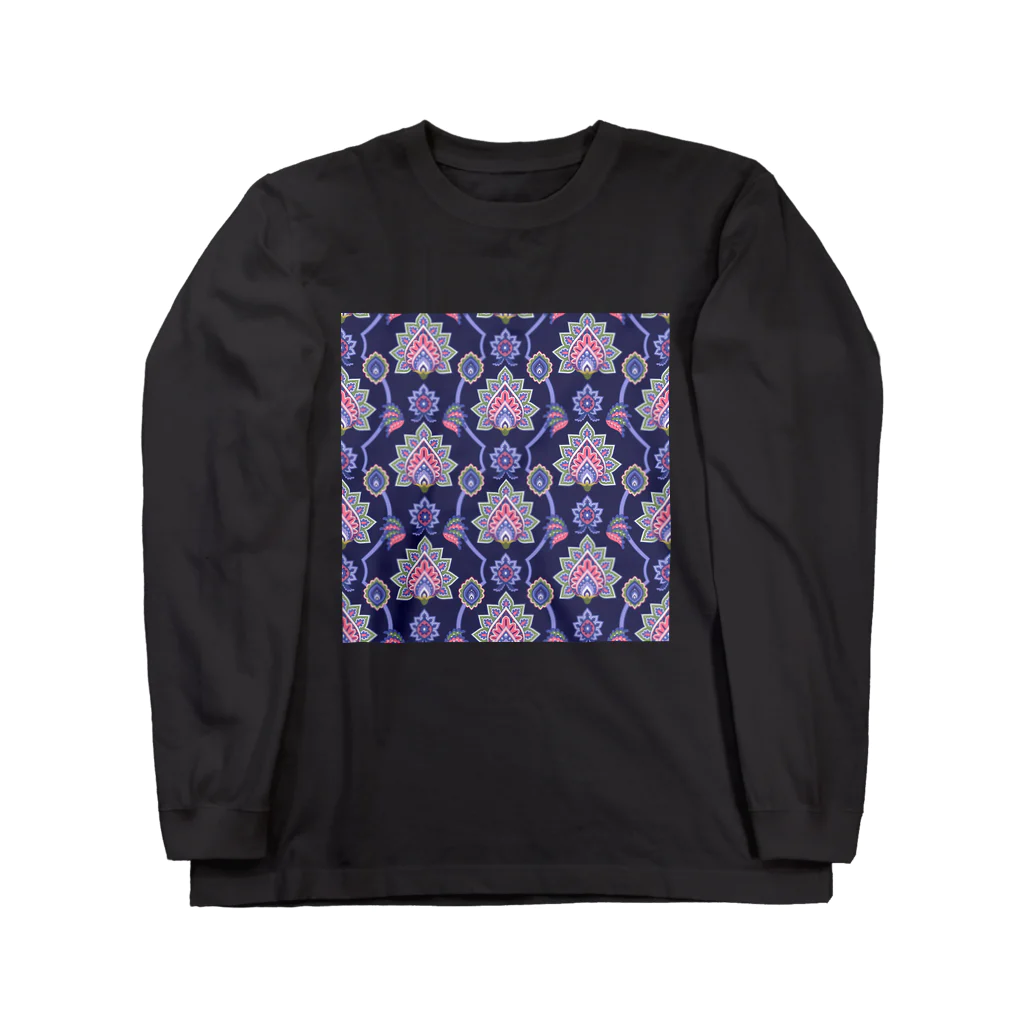 Katie（カチエ）のインド風の植物柄（紫） Long Sleeve T-Shirt