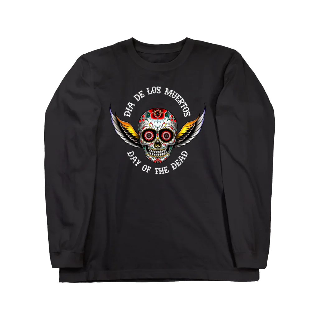 Demon Lord 9 tailsの『Dia De Los Muertos🌹（白）』 ロングスリーブTシャツ