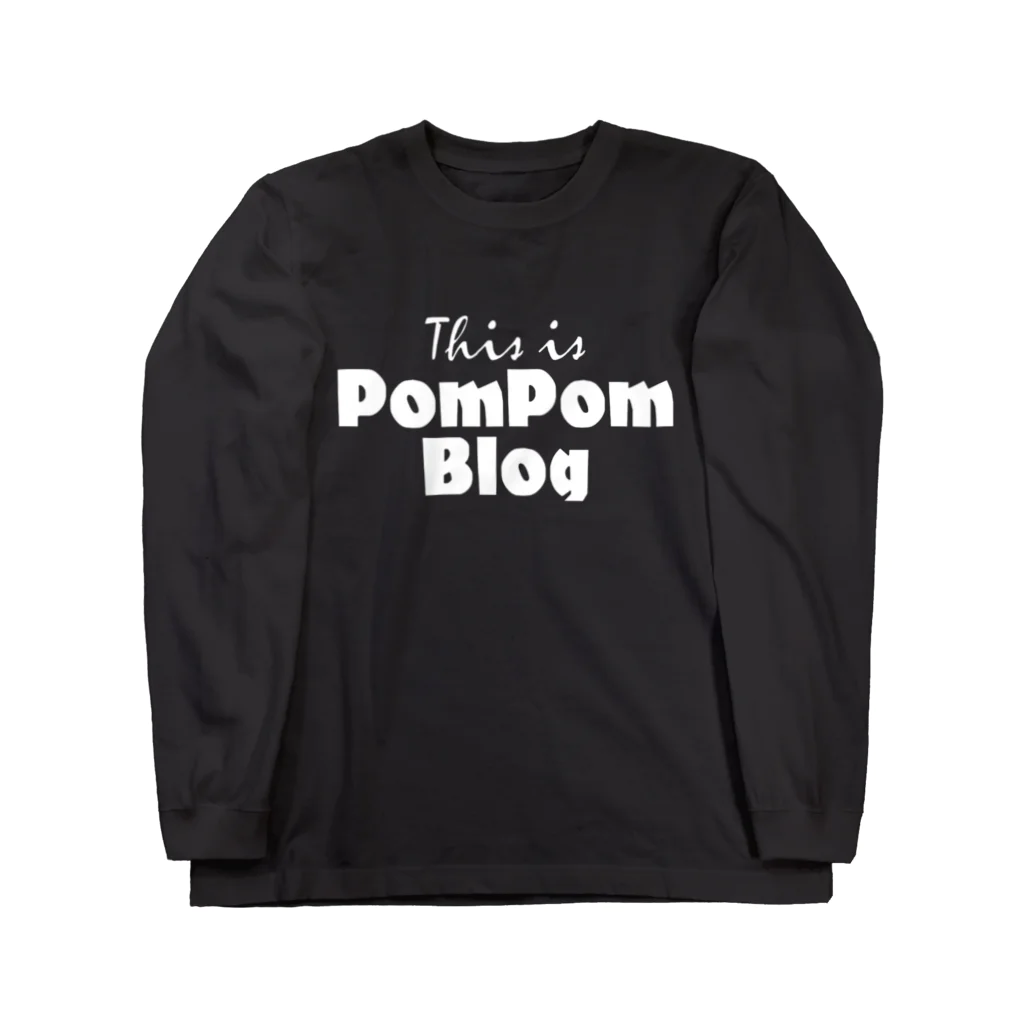 mf@PomPomBlogのMutant Pom Pom Blog Logo（white） Long Sleeve T-Shirt