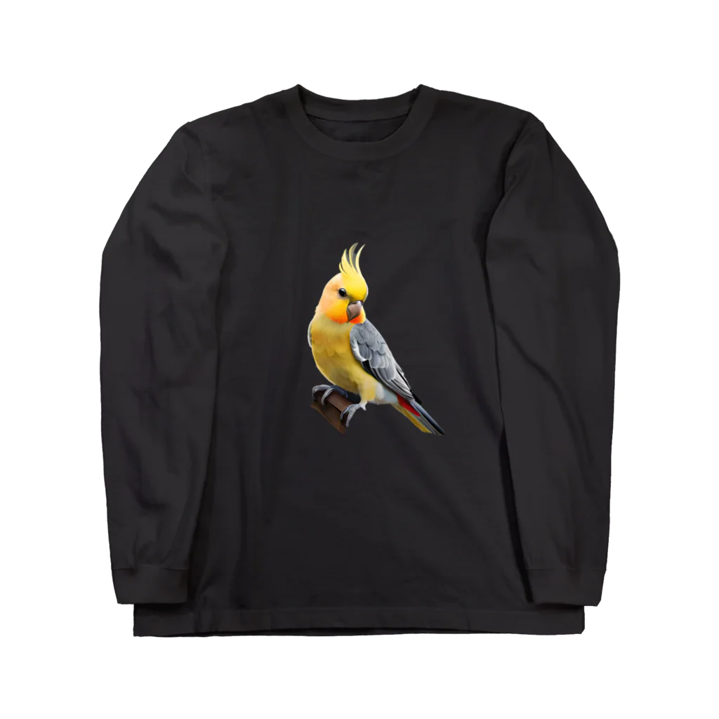 urimasuのオカメインコ（Cockatiel）愛情深い性格 ロングスリーブTシャツ