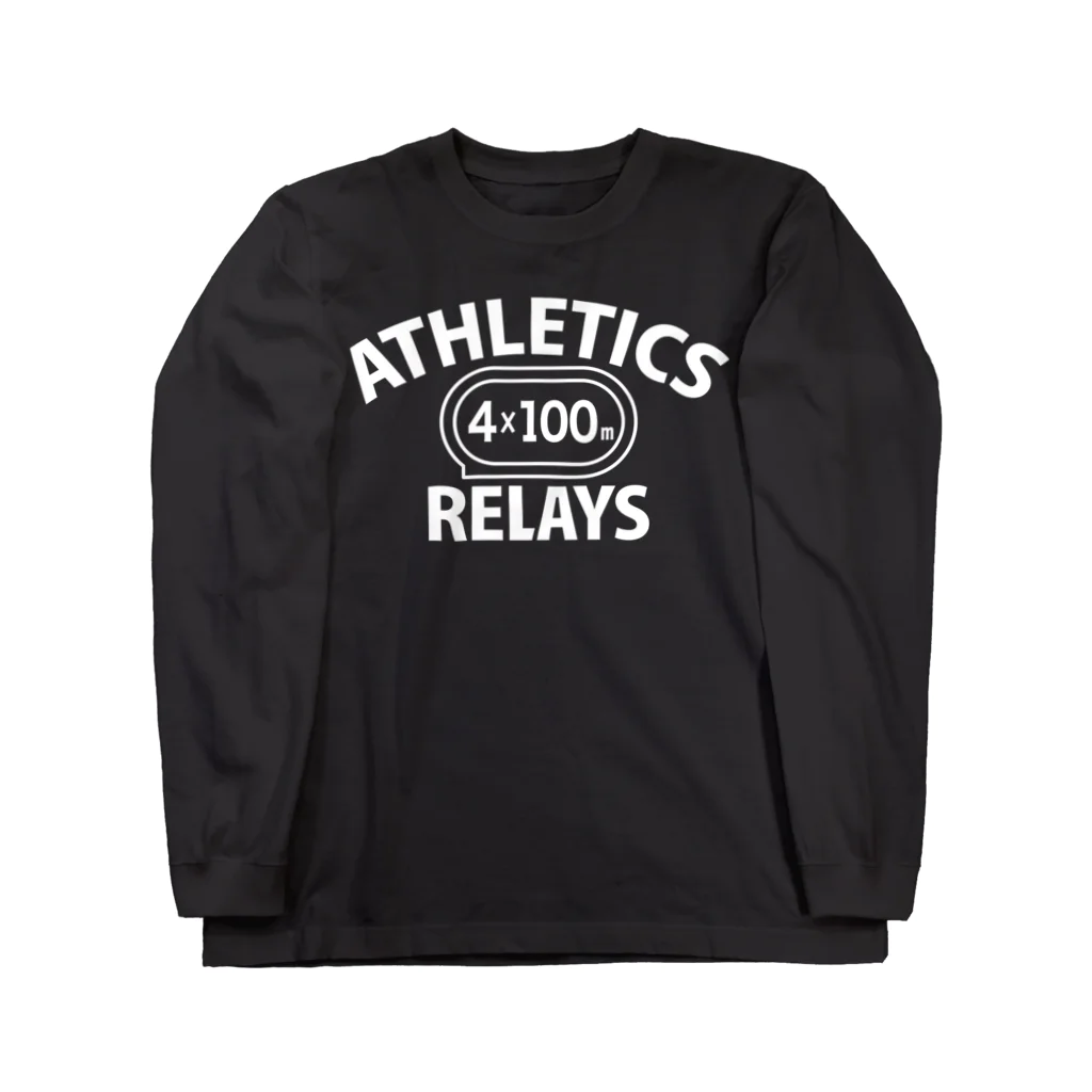 sports_tower スポーツタワーの4×100mリレー・リレー競走・白・陸上競技・400メートルリレー走・デザイン・Tシャツ・陸上部・男子・女子・ジュニア・入賞・有力・確実・候補・有望・応援・精神力・集中力・日本人・陸上魂 Long Sleeve T-Shirt