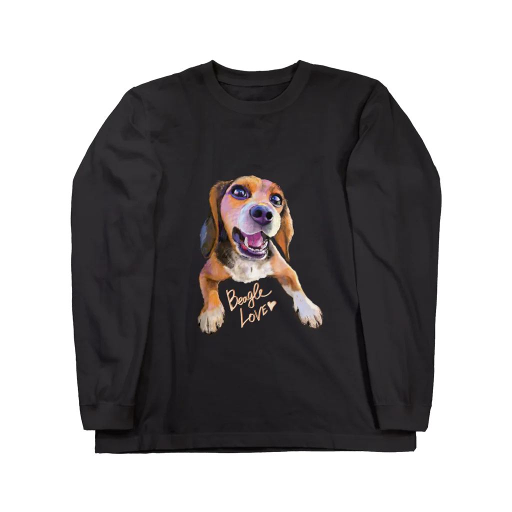 ビーグル大好きのビーグル犬LOVE ロングスリーブTシャツ