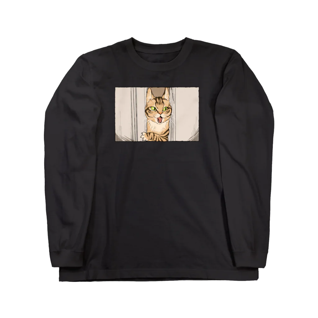 あふぐろ屋の映画のワンシーンのような猫 Long Sleeve T-Shirt