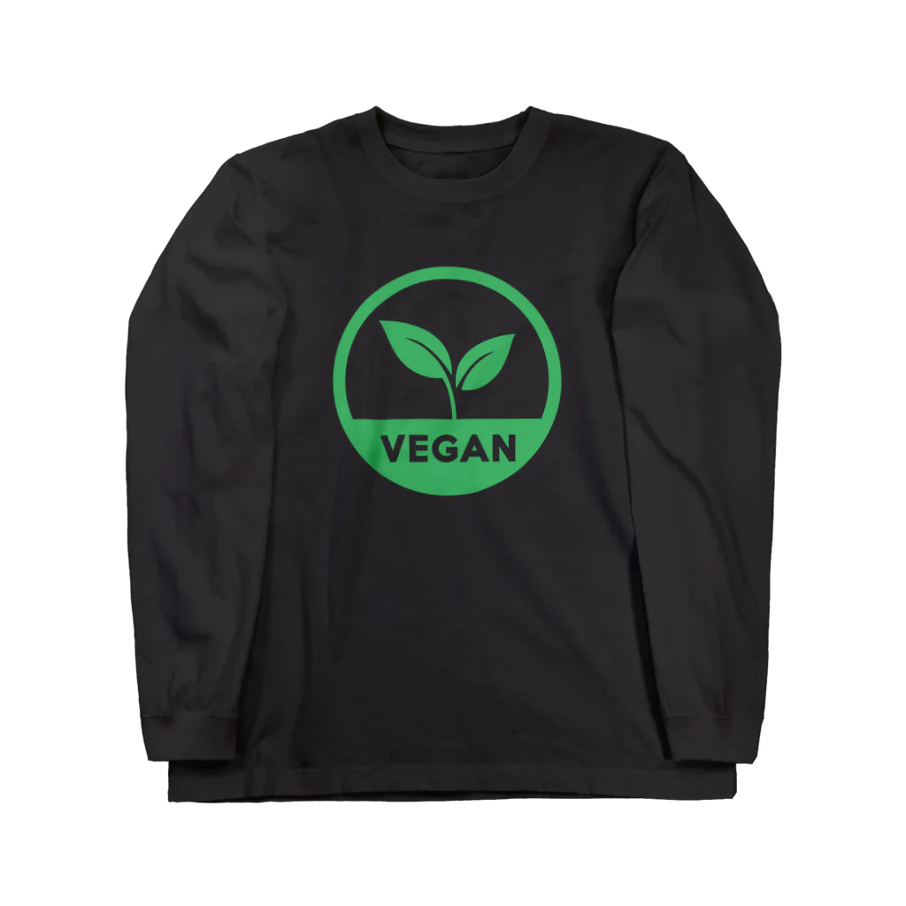 VEGAN SHOP FREEのビーガン葉っぱシンボル（緑） ロングスリーブTシャツ