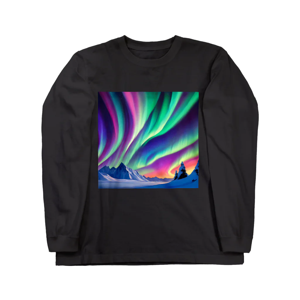 のんびりアート工房の北極のオーロラ Long Sleeve T-Shirt