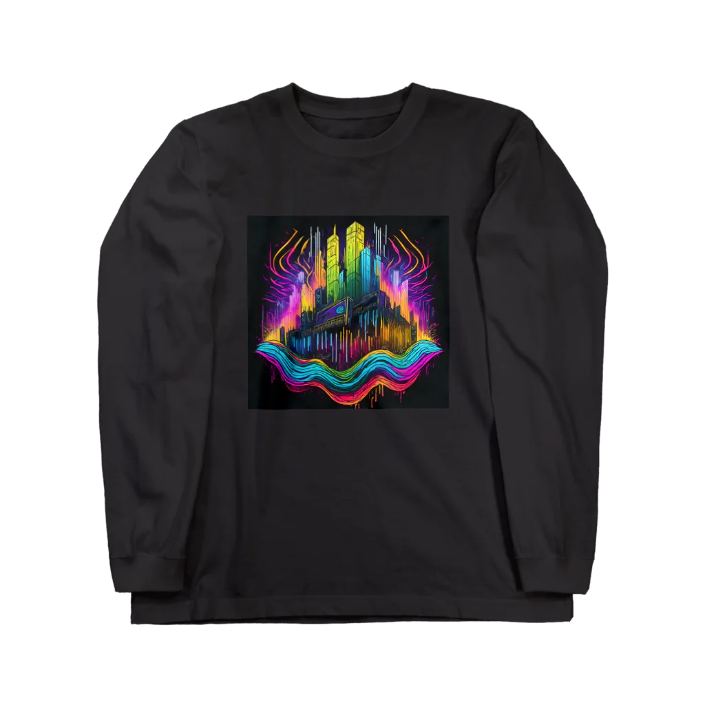 のんびりアート工房のサイバーパンク都市 Long Sleeve T-Shirt