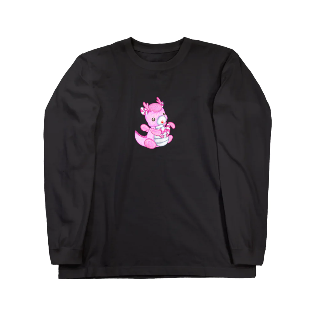 satoayaのアニマルカフェのキャンディードラゴン　桃 Long Sleeve T-Shirt