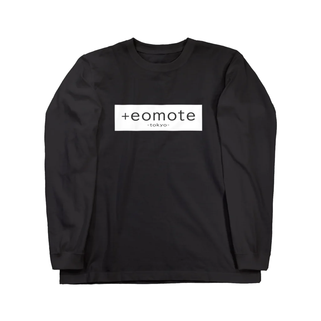 eomoteのeomoteのシンプルなロゴ（背景文字）が入った長袖Ｔシャツ（黒） Long Sleeve T-Shirt