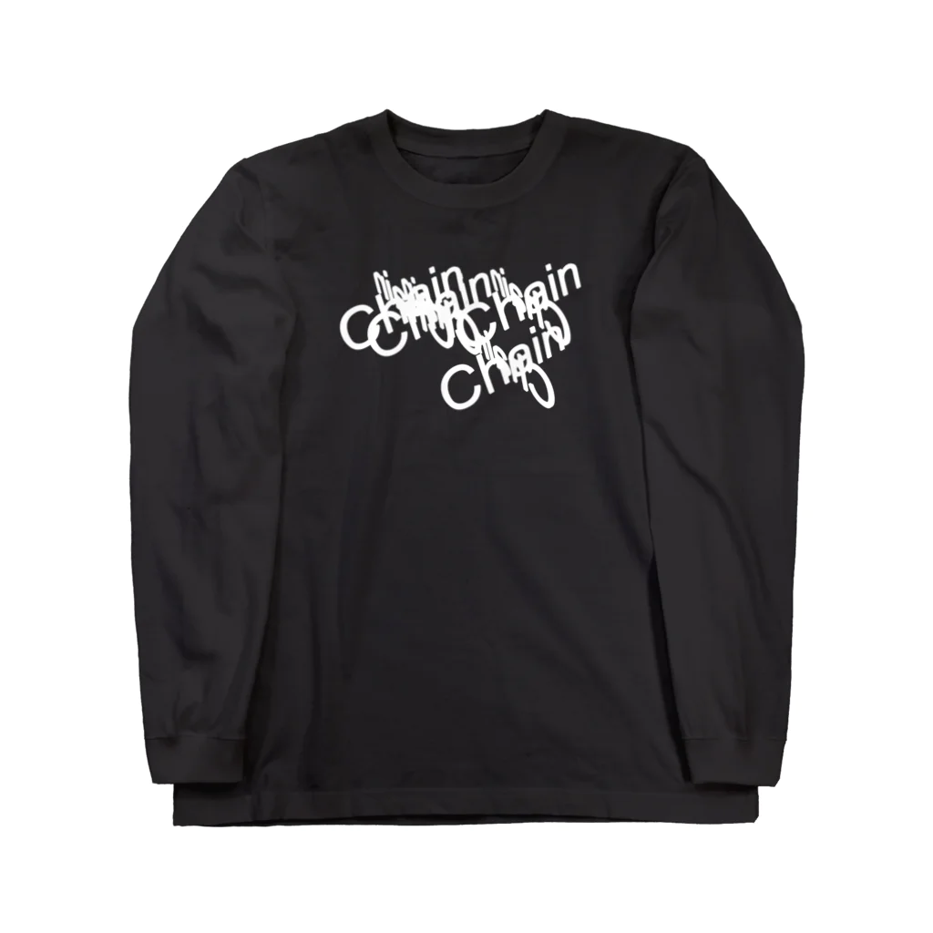 ChainChain SUZURI店のChainバグTシャツA（白プリント） ロングスリーブTシャツ