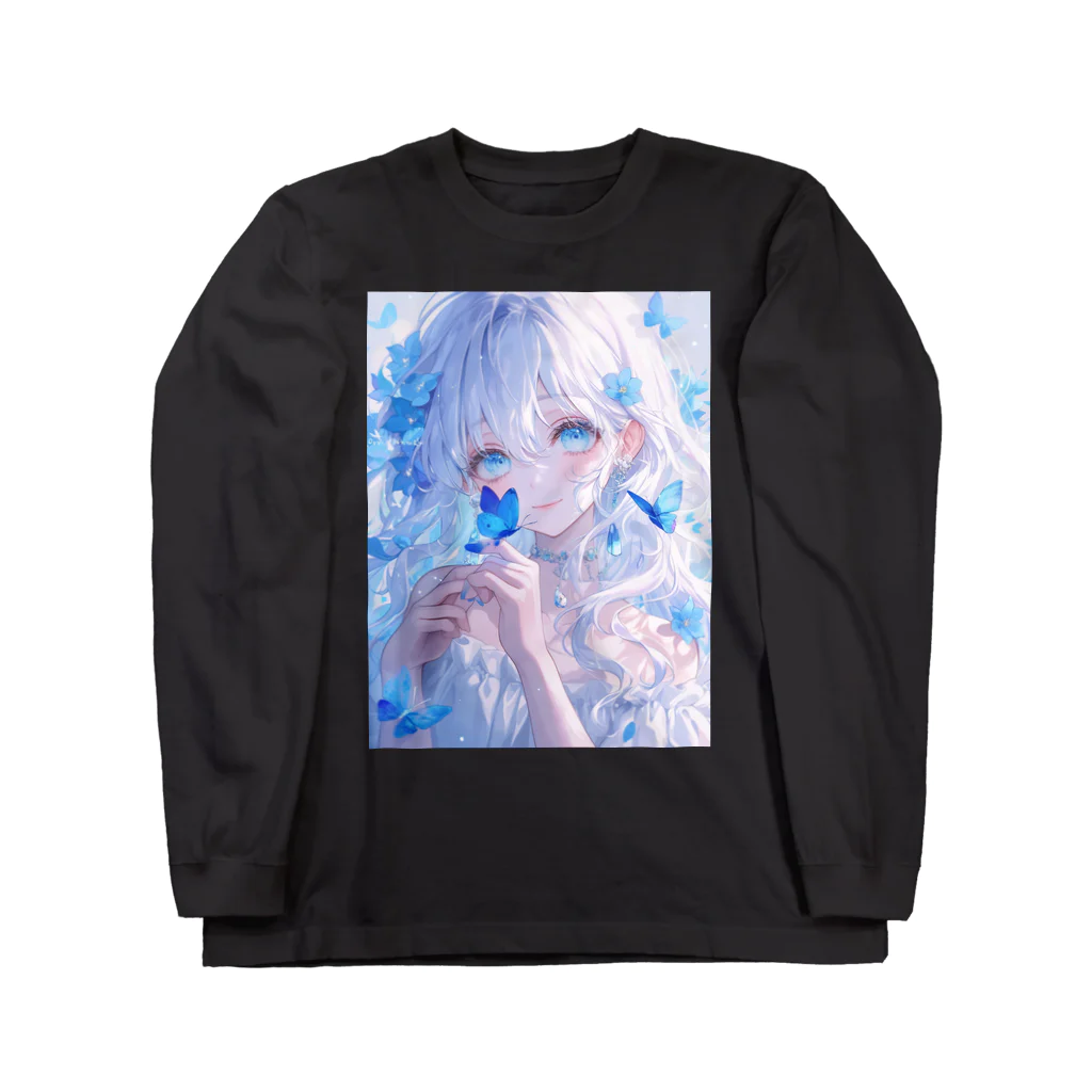 AIアートのお店ですの青い蝶と少女 Long Sleeve T-Shirt