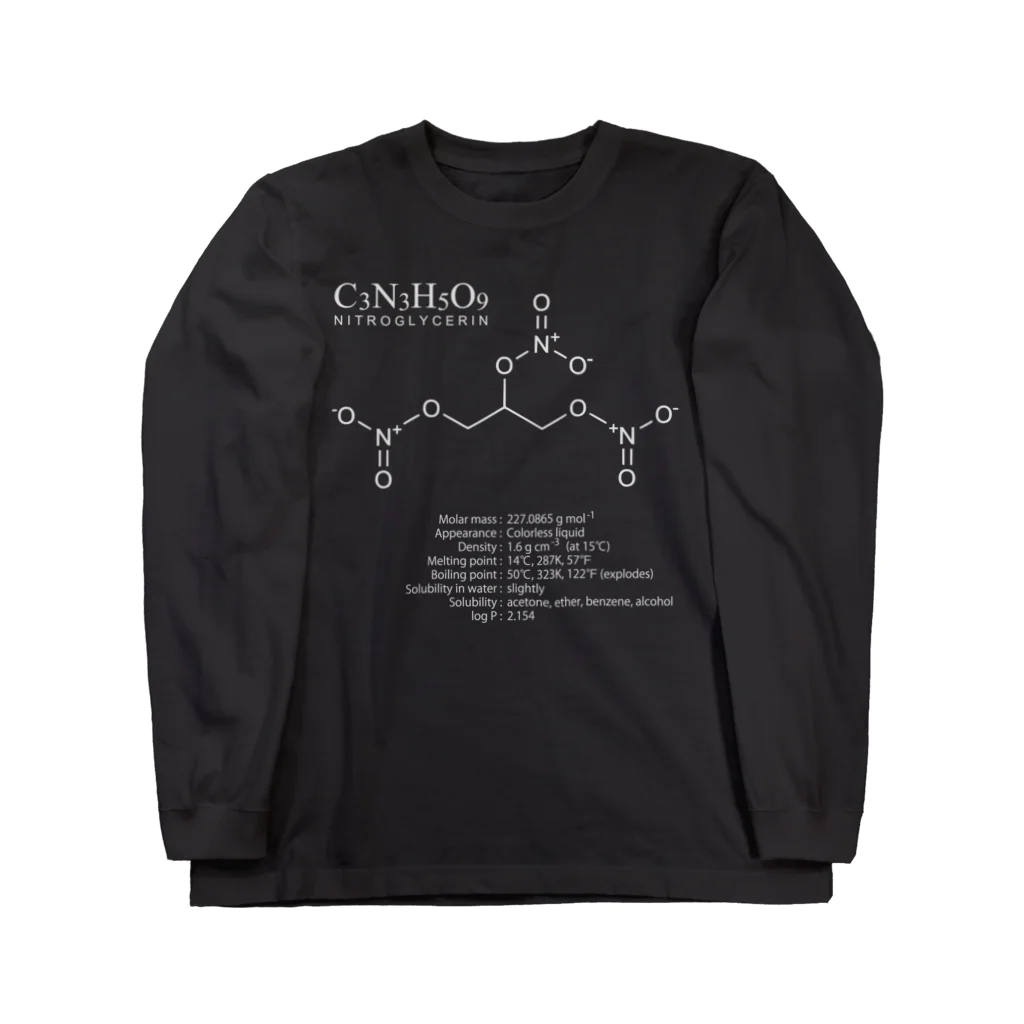 アタマスタイルのニトログリセリン：爆発・爆薬：化学：化学構造・分子式 Long Sleeve T-Shirt