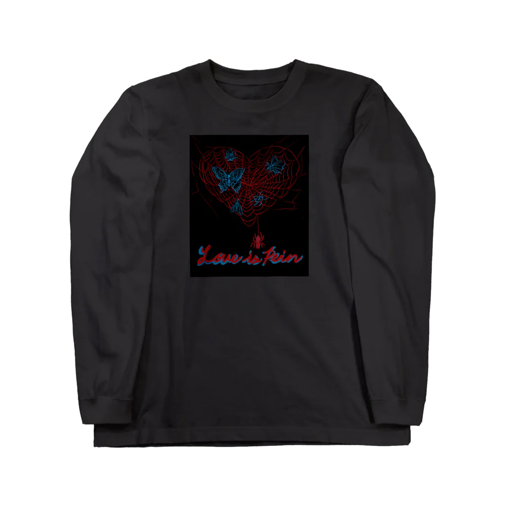 くろギャルのくろギャル 蜘蛛とクレオメの花 ロンT 黒 Long Sleeve T-Shirt