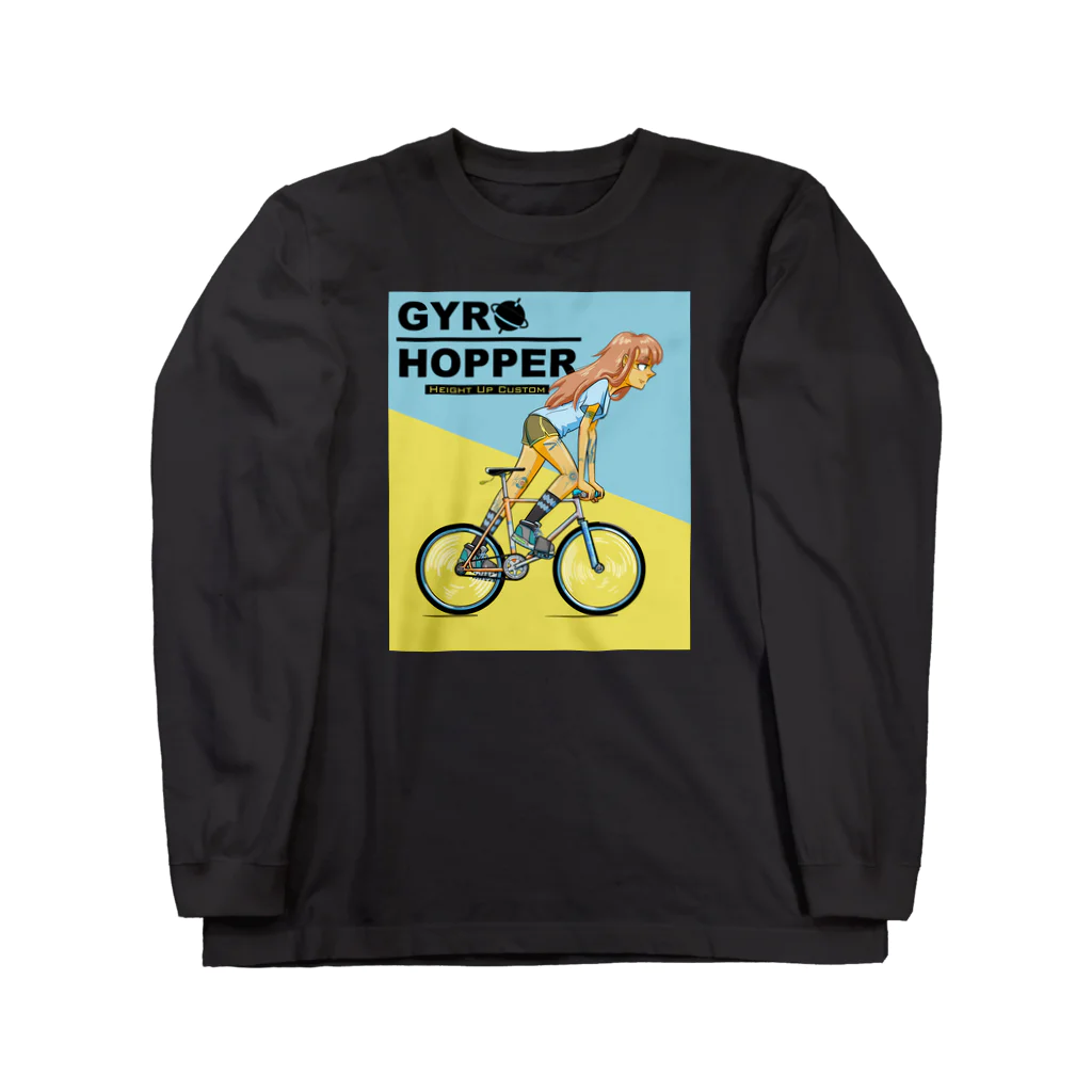 nidan-illustrationのGYRO HOPPER (inked fixie girl) ロングスリーブTシャツ