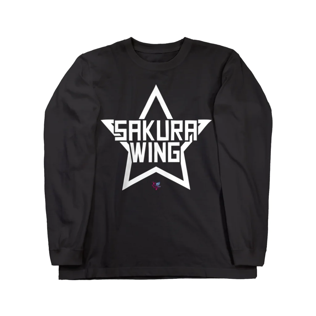 SAKURA WING LLC.のSAKURA WINGスター白字 Long Sleeve T-Shirt