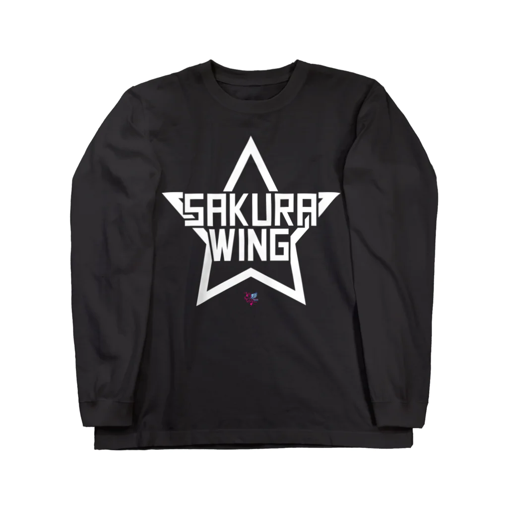 SAKURA WING LLC.のSAKURA WINGスター白字 ロングスリーブTシャツ