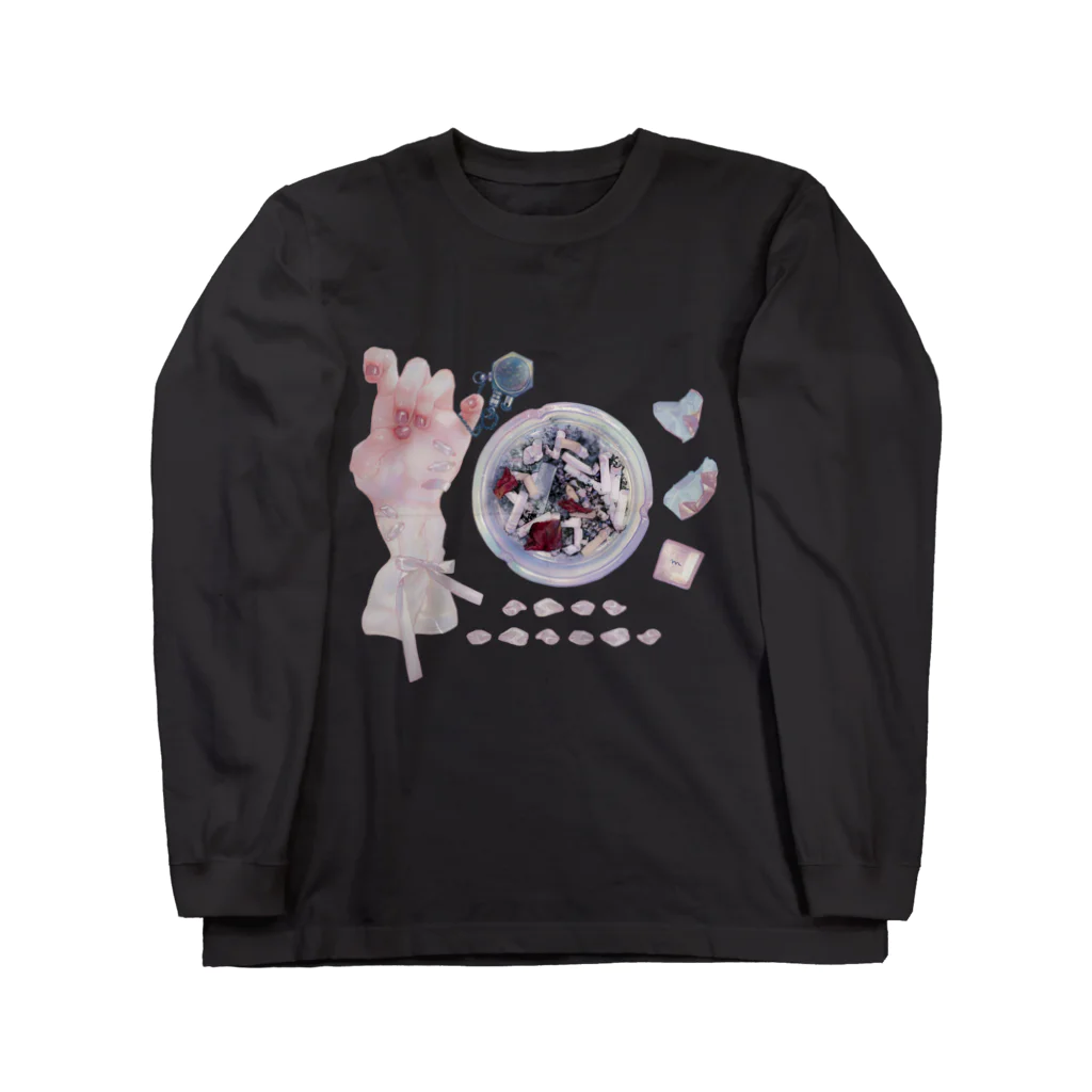 烏帽子 眇眼のおりぼんちゃんと灰皿とチョコ Long Sleeve T-Shirt