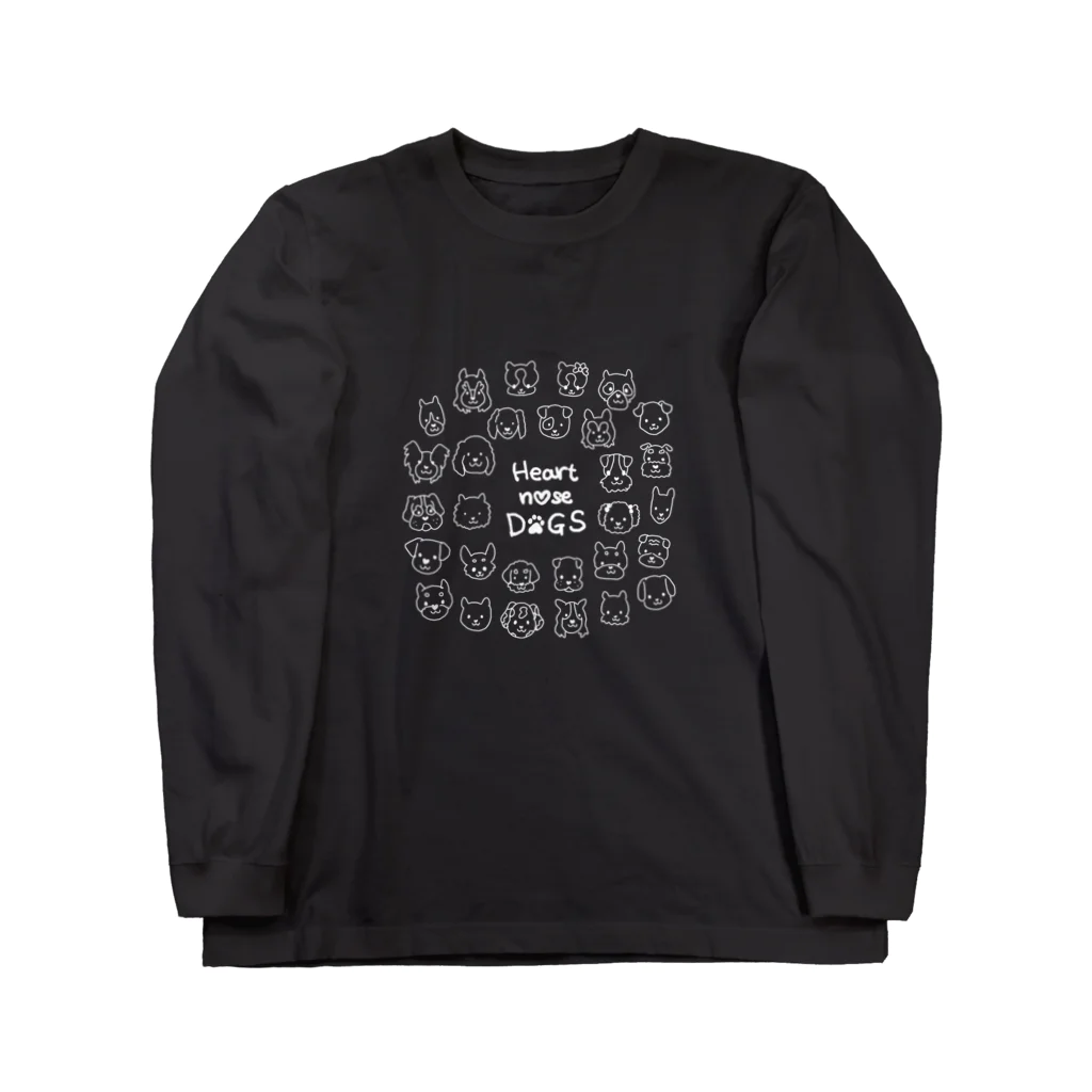 Heart nose DOGSのHeart nose DOGS（丸型白インク） Long Sleeve T-Shirt