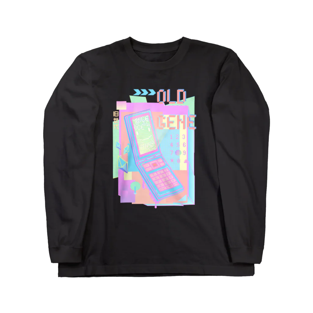 サッドパンダの美的旧世代フリップ電話美的パステル Long Sleeve T-Shirt