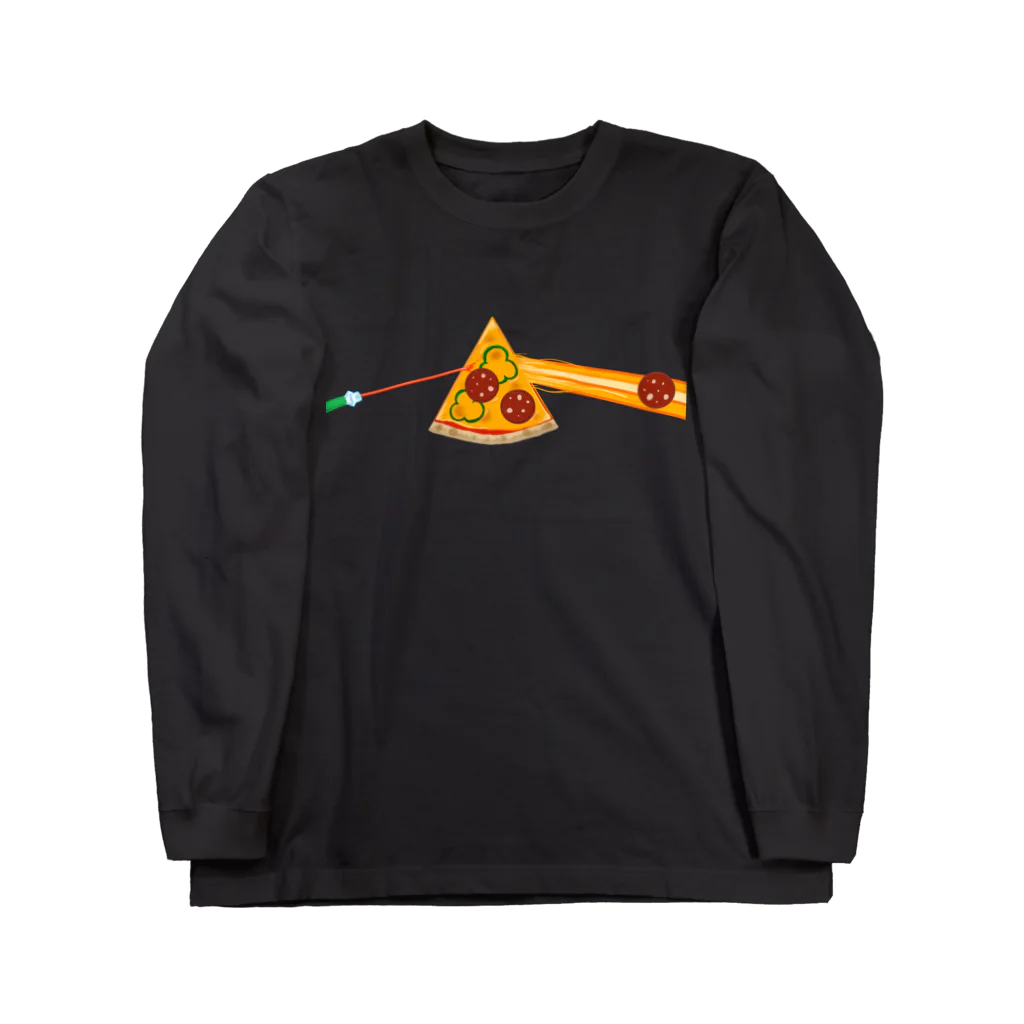 レコードの巣の狂気とチーズほとばしるピザ Long Sleeve T-Shirt