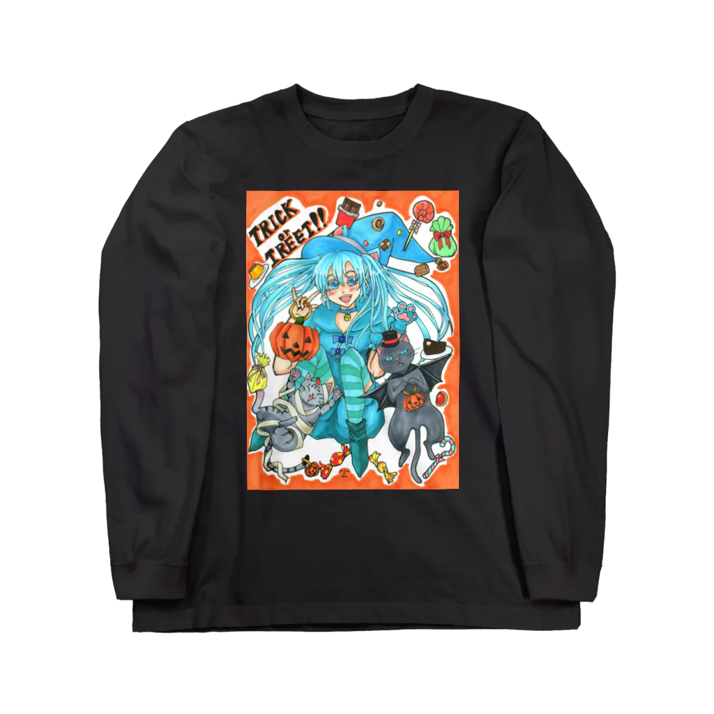 miku'ꜱGallery星猫の⋆⸜🍭trick or treat🍬⸝⋆魔法少女miku with 使い魔にゃんズ ロングスリーブTシャツ