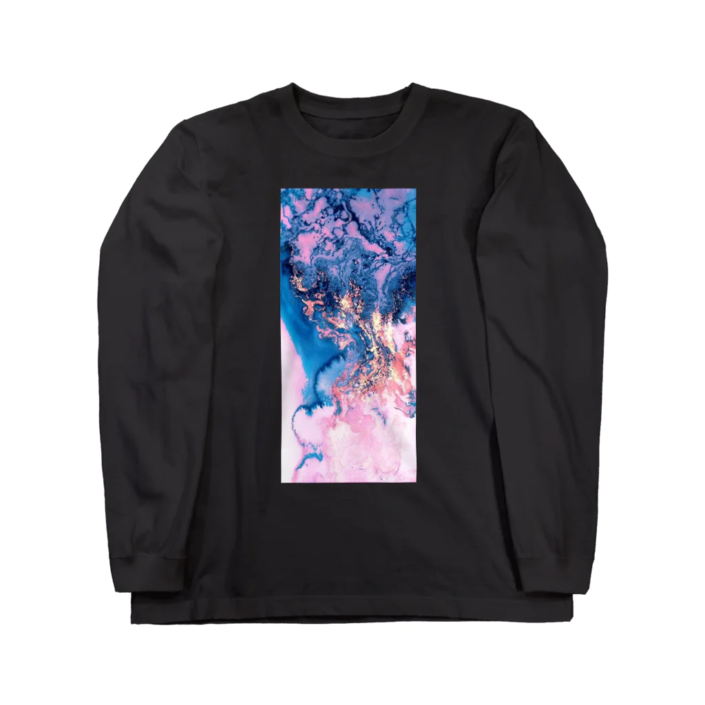 ya-pyの水彩 大理石 ピンク ブルー Long Sleeve T-Shirt