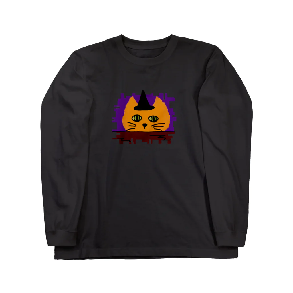 気ままに創作　よろず堂のハロウィンねこ ロングスリーブTシャツ