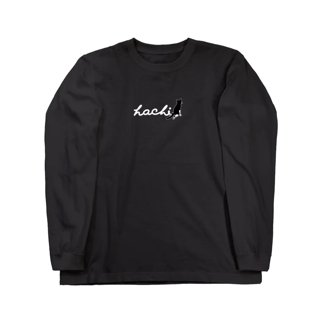 ハチワレ猫　ハチのお店のハチワレ猫　ハチ　ロゴ背面ver. Long Sleeve T-Shirt