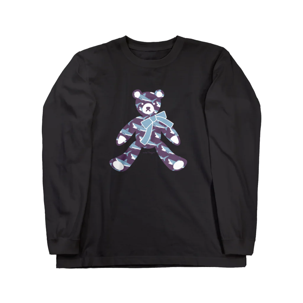 さかたようこ / サメ画家のサメ好きのためのテディベア| Water Purple Long Sleeve T-Shirt